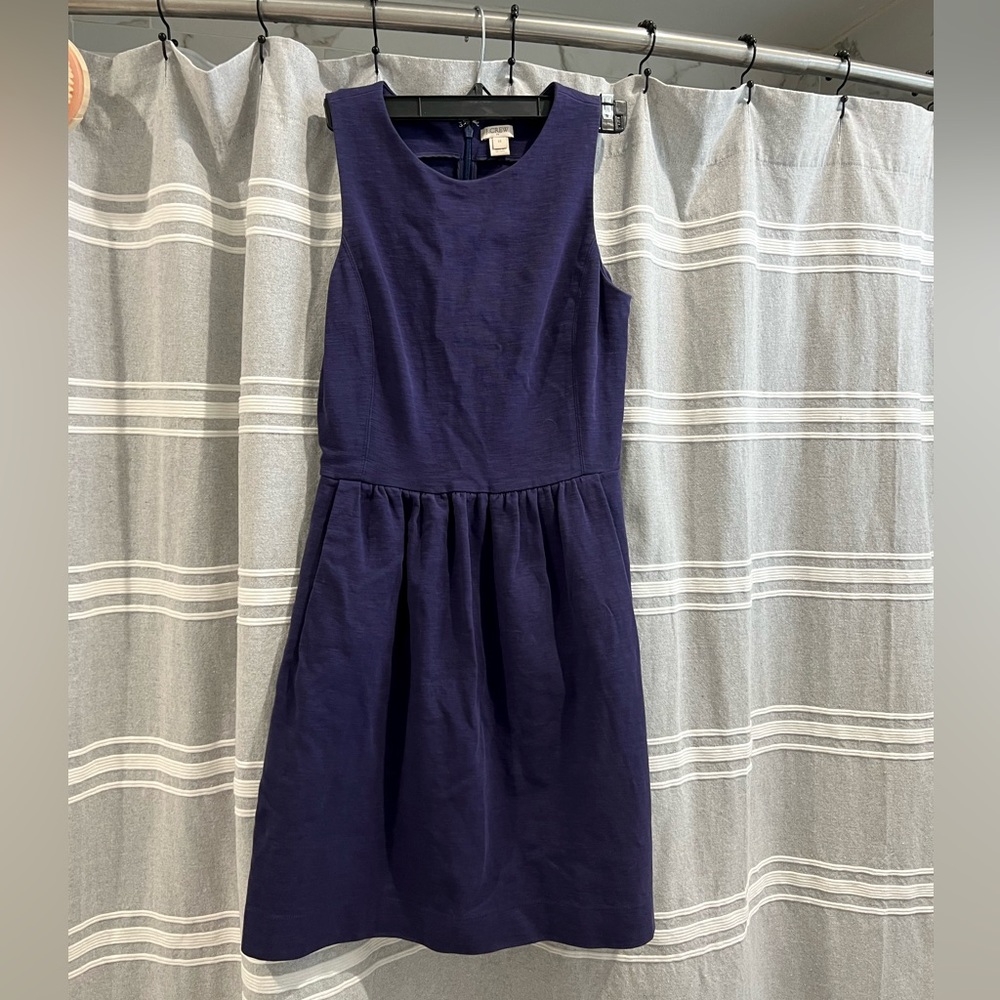 Navy thick sleeveless work dress with pockets
